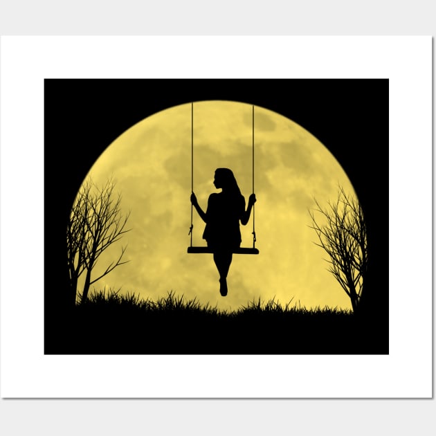 Girl under the moon Wall Art by Boss creative